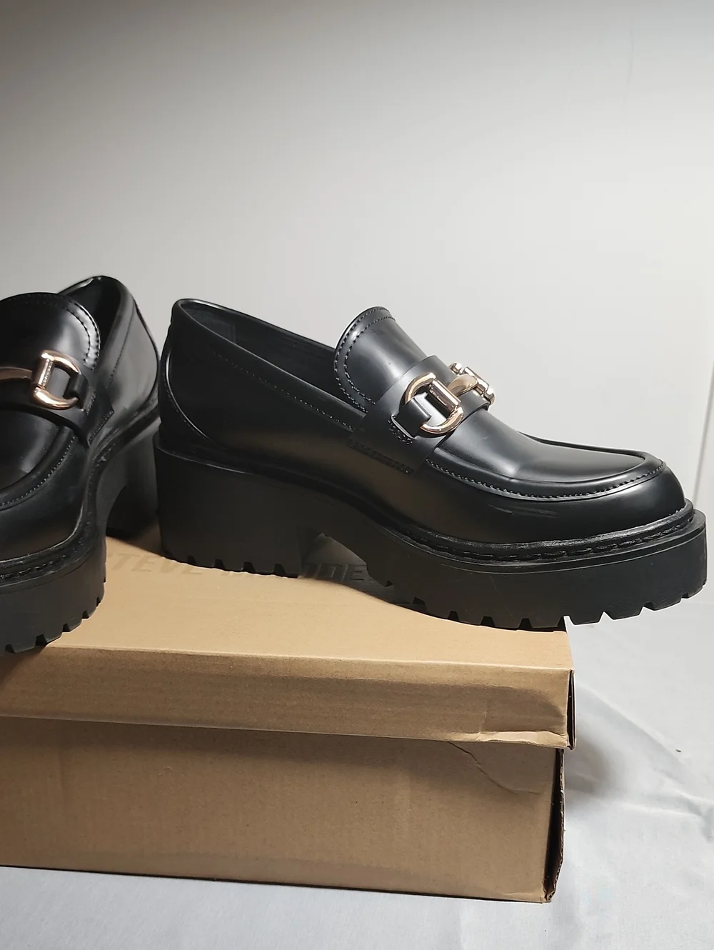 Steve Madden Approach Black Platform Bit Loafers - Size 8